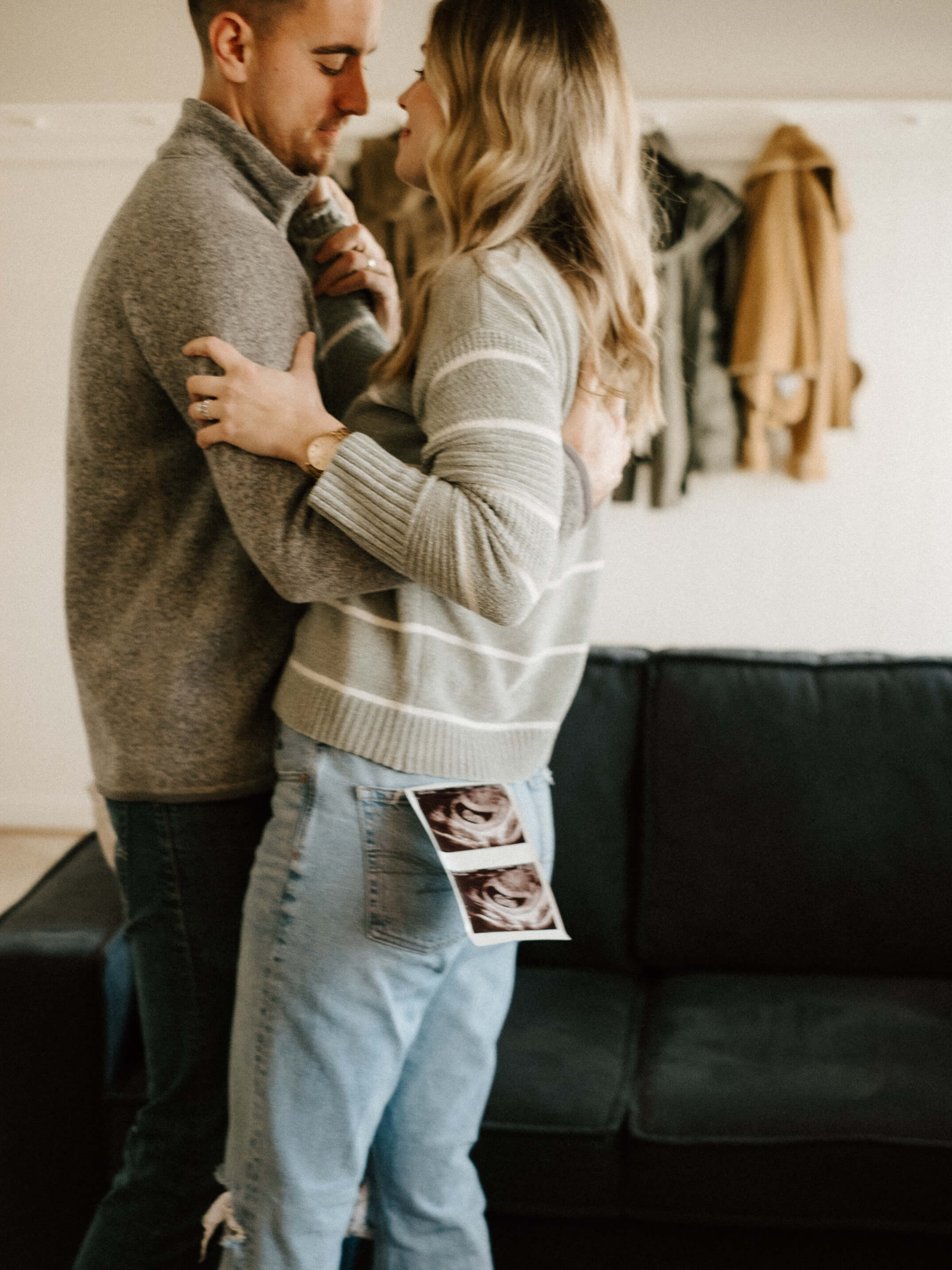 Intimate Home Gender Reveal Couple Photoshoot