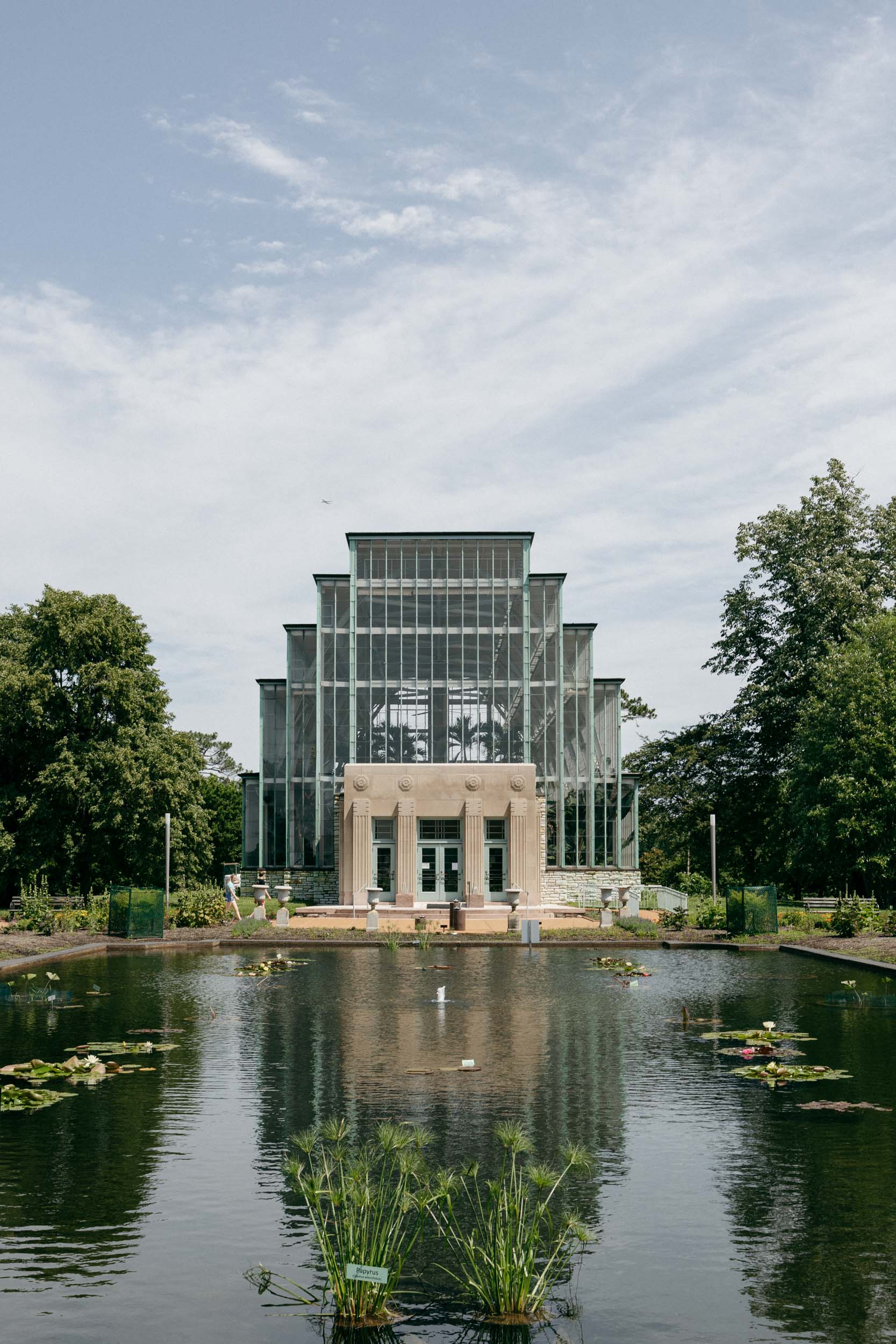 The exterior of the Jewel Box, a historic greenhouse in St. Louis, Missouri's Forest Park.