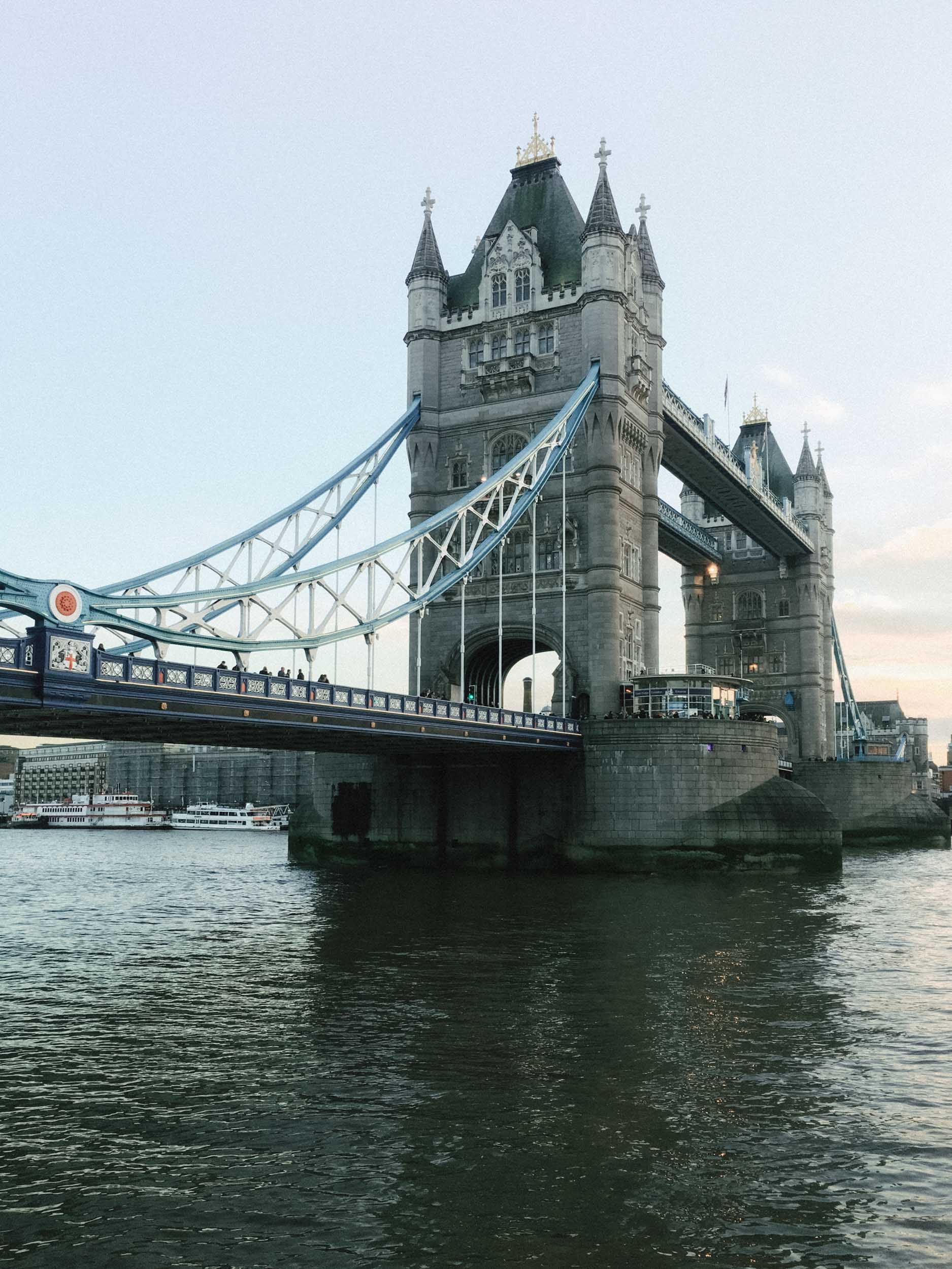 Tower Bridge at sunset.